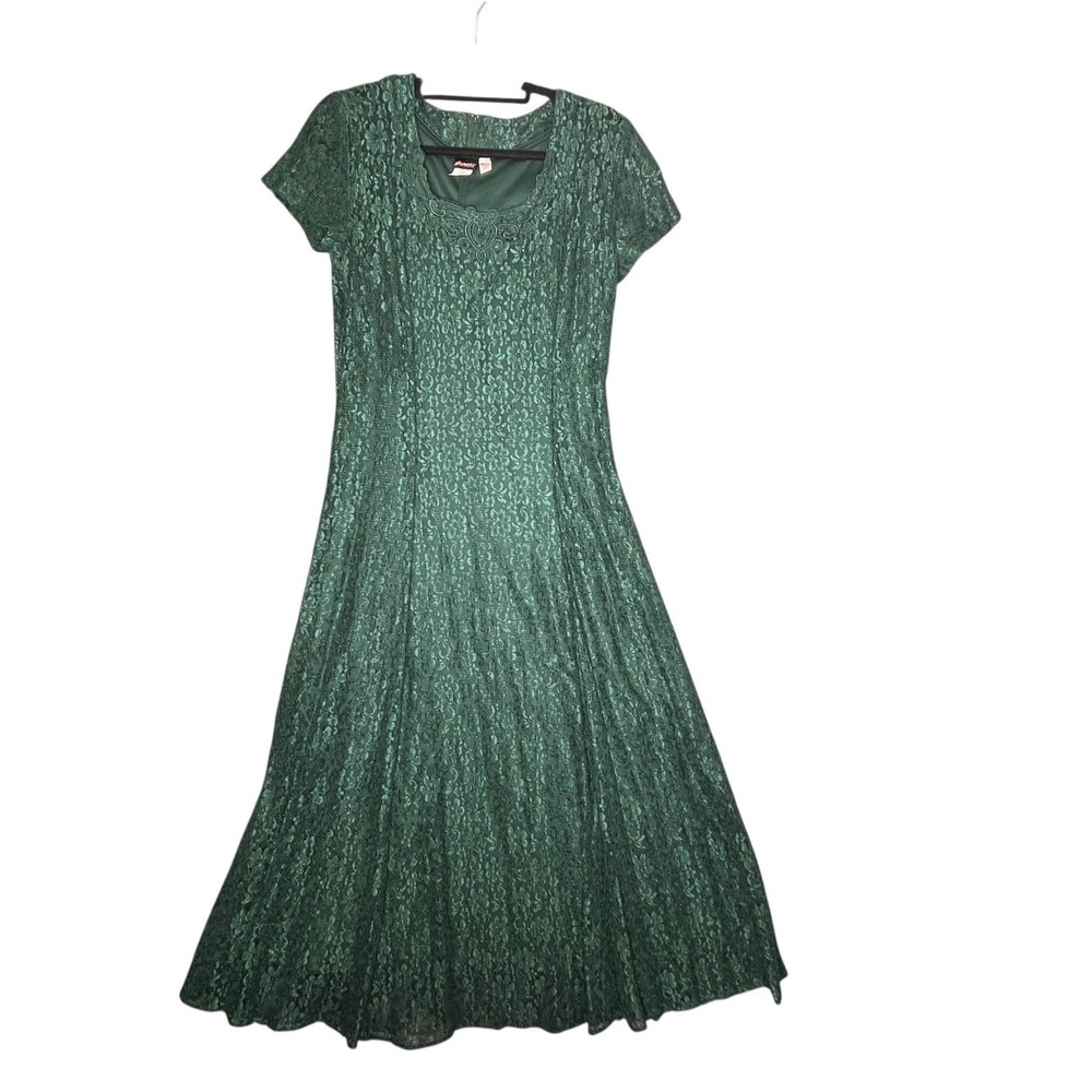 VTG Fredericks of Hollywood Green Lace Dress Corset 11 Fairy Grunge Whimsigoth - Picture 1 of 16